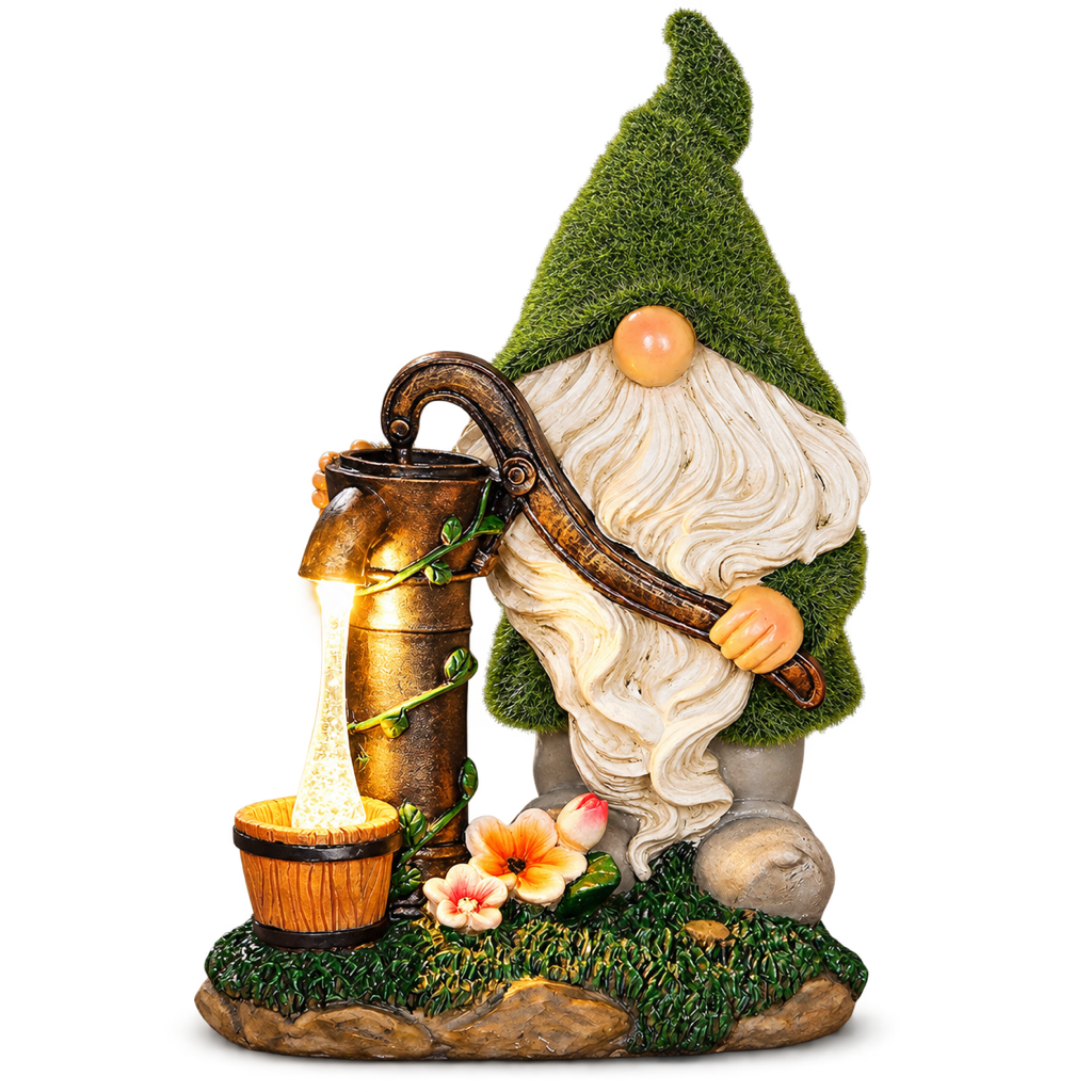 Gartenzwerg mit beleuchtetem Brunnen, Produktansicht