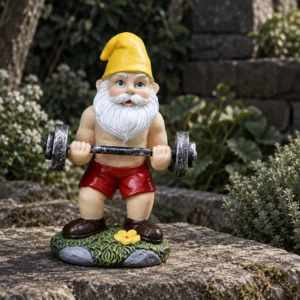 Gartenzwerg als Gewichtheber