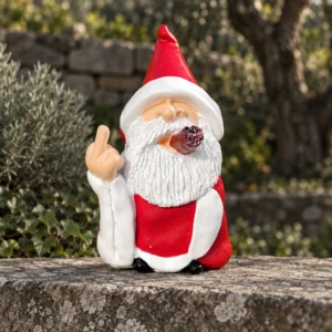 Roter Gartenzwerg mit Stinkefinger
