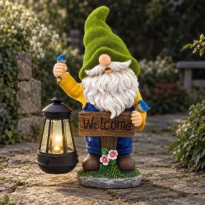 Solar-Gartenzwerg mit Laterne