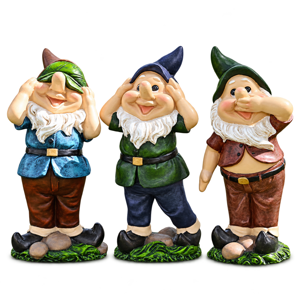 Lustige Gartenzwerge im Set, Produktansicht
