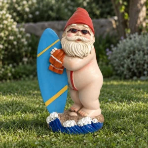 Gartenzwerg als Surfer