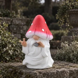 Lustiger Gartenzwerg mit Mittelfinger