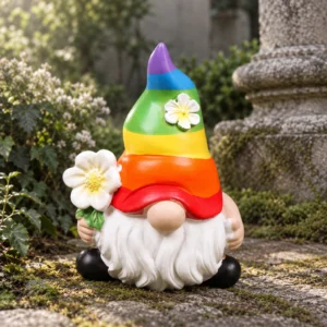 Gay-Gartenzwerg in Regenbogenfarben