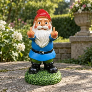 Böser Gartenzwerg mit Stinkefingern