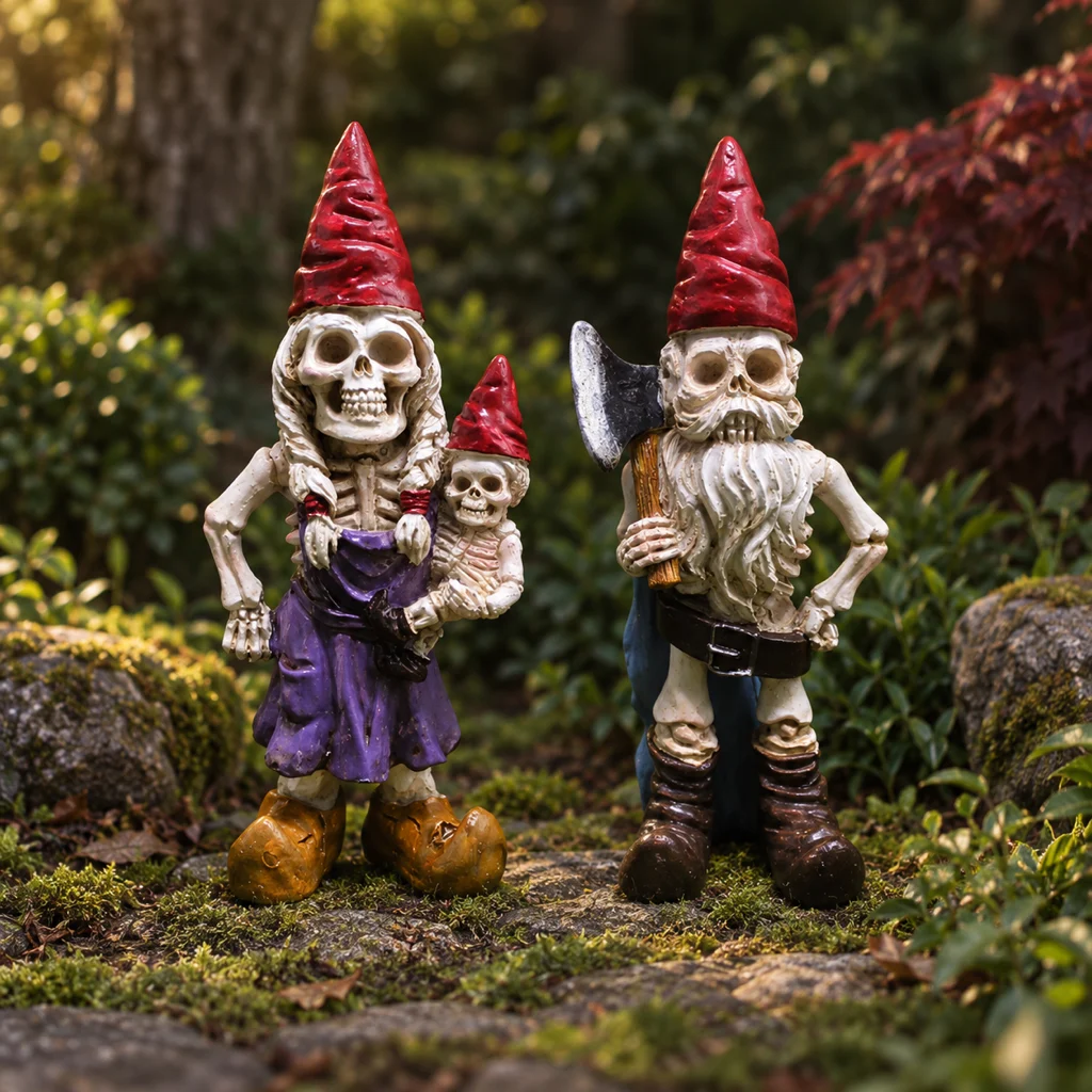 Zombie-Gartenzwerge, Vorderansicht