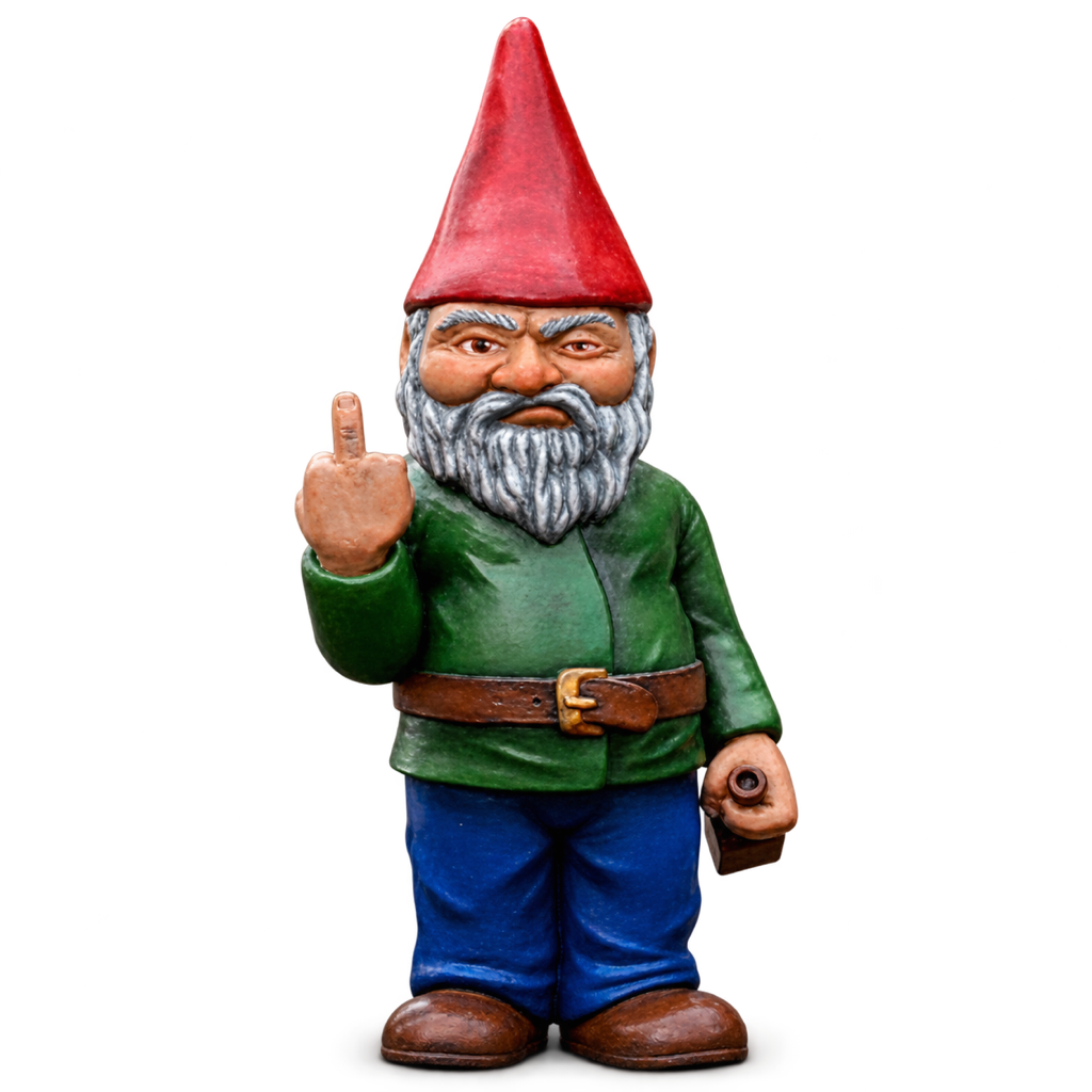 Gartenzwerg mit Stinkefinger, Produktansicht