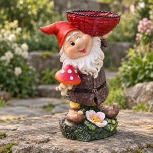 Gartenzwerg mit Blumentopf