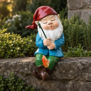 Gartenzwerg mit Angel