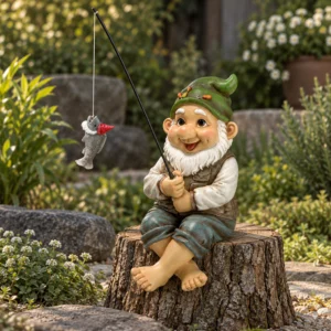 Gartenzwerg als Angler