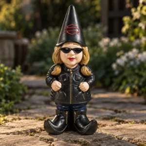 Gartenzwergin im Biker-Look