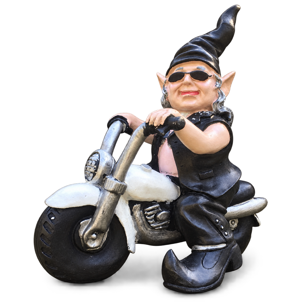 Gartenzwergin auf Motorrad, Produktansicht