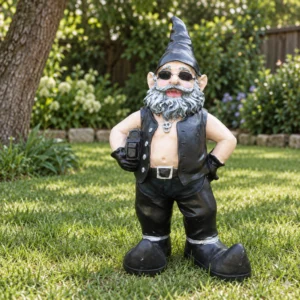 Biker-Gartenzwerg